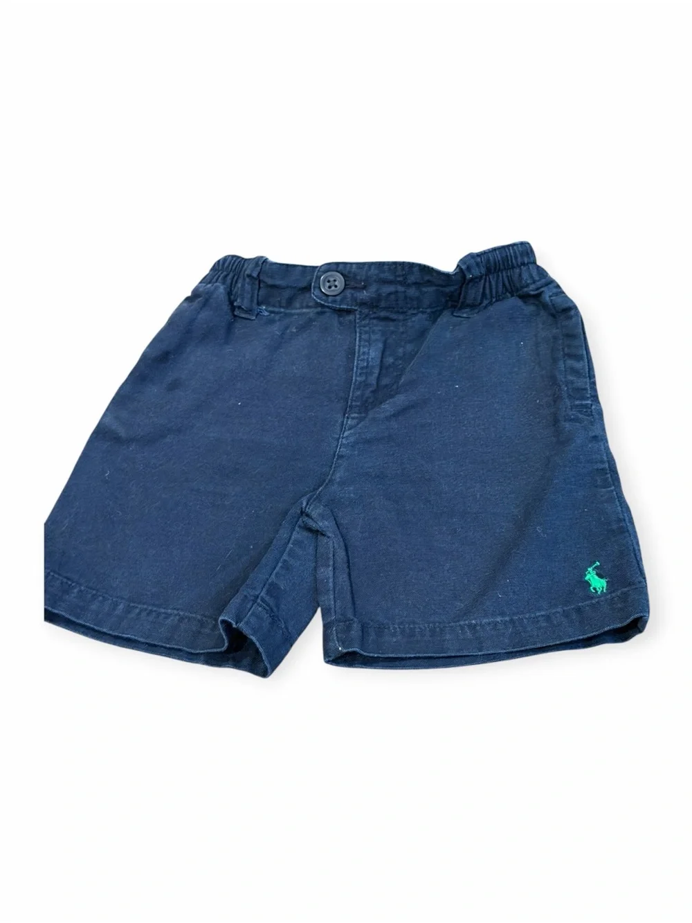 Ralph Lauren, Navy Shorts with Green Polo Emblem, Size 24 months
